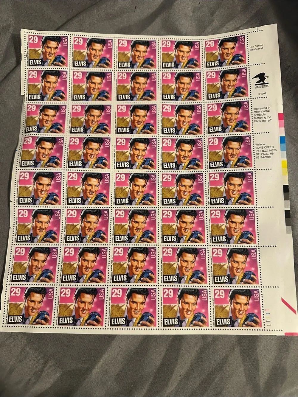 Vintage Collectible Elvis Stamp Sheet